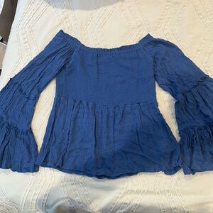 Altar'd State Blue Smocked Off-Shoulder Blouse